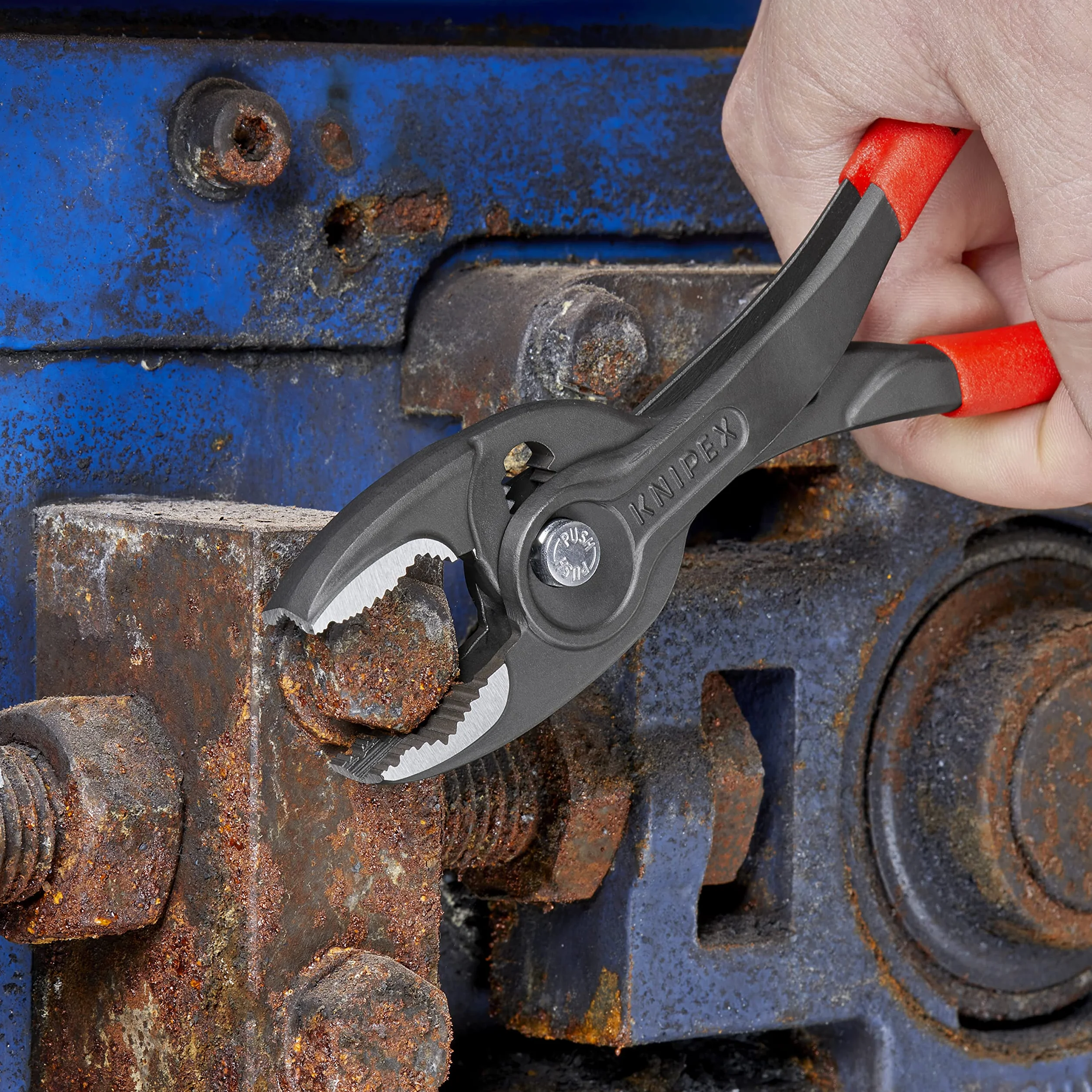 KNIPEX TwinGrip Alicate de agarre frontal y lateral con cartulinas autoservicio Mangos plasticos por inmersión, 82 01 200 SB