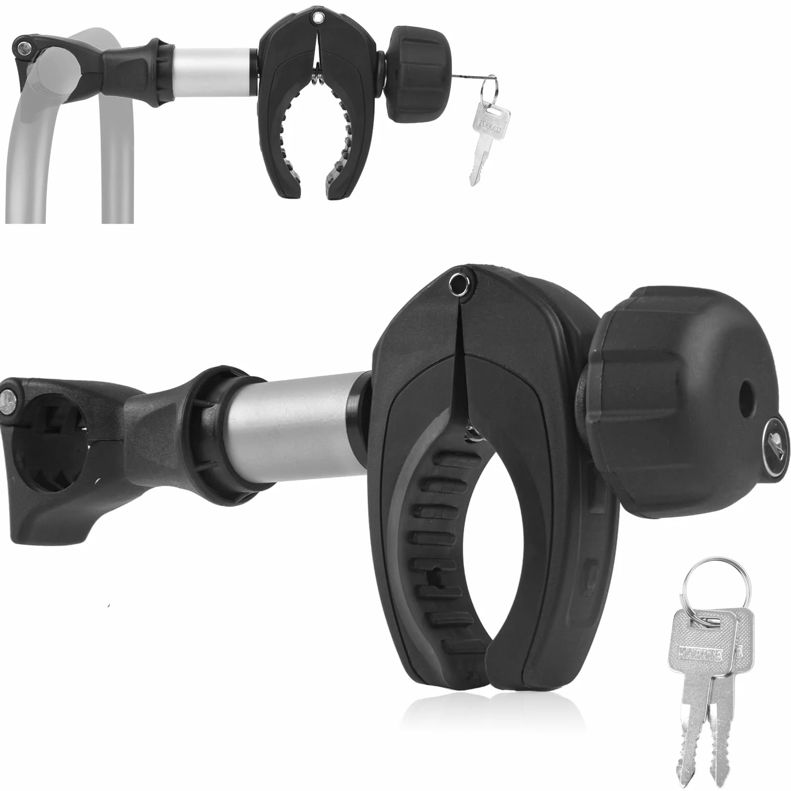 Soporte de bastidor para portabicicletas universal corto 25 cm aluminio cierre tubo U Ø 2,5-3 cm bicicleta 3-6 cm