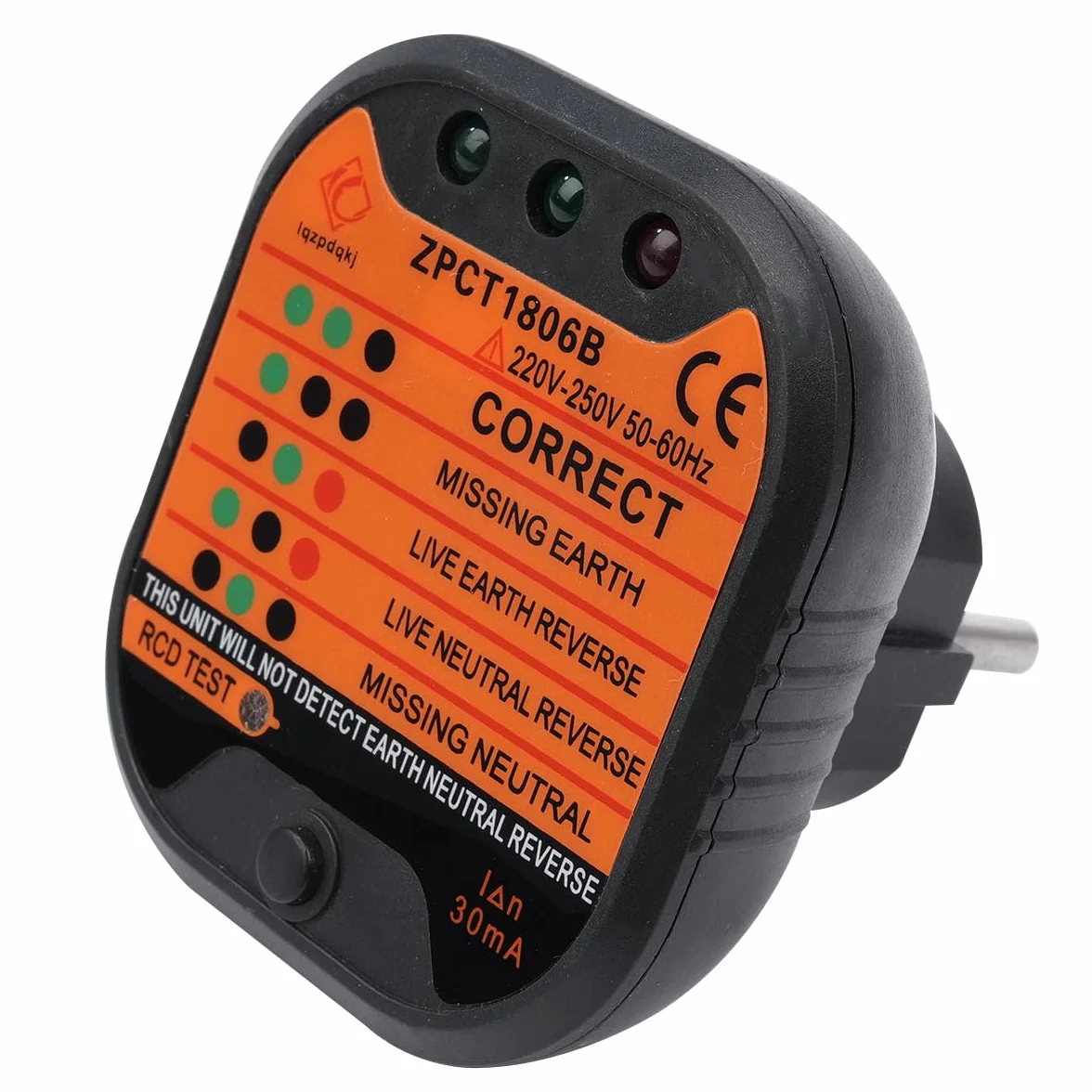 Probador de enchufes 220-250 V RCD, Detector de Voltaje de Polaridad de Circuito para cableado