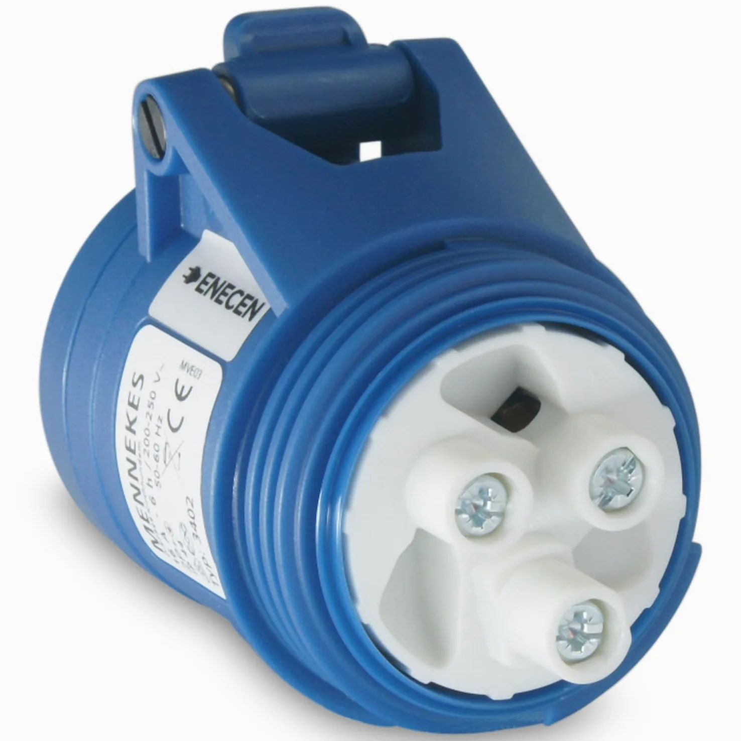CEE - Juego de conectores y acopladores (230 V, 16 A, 3 p, IP44), color azul Mennekes