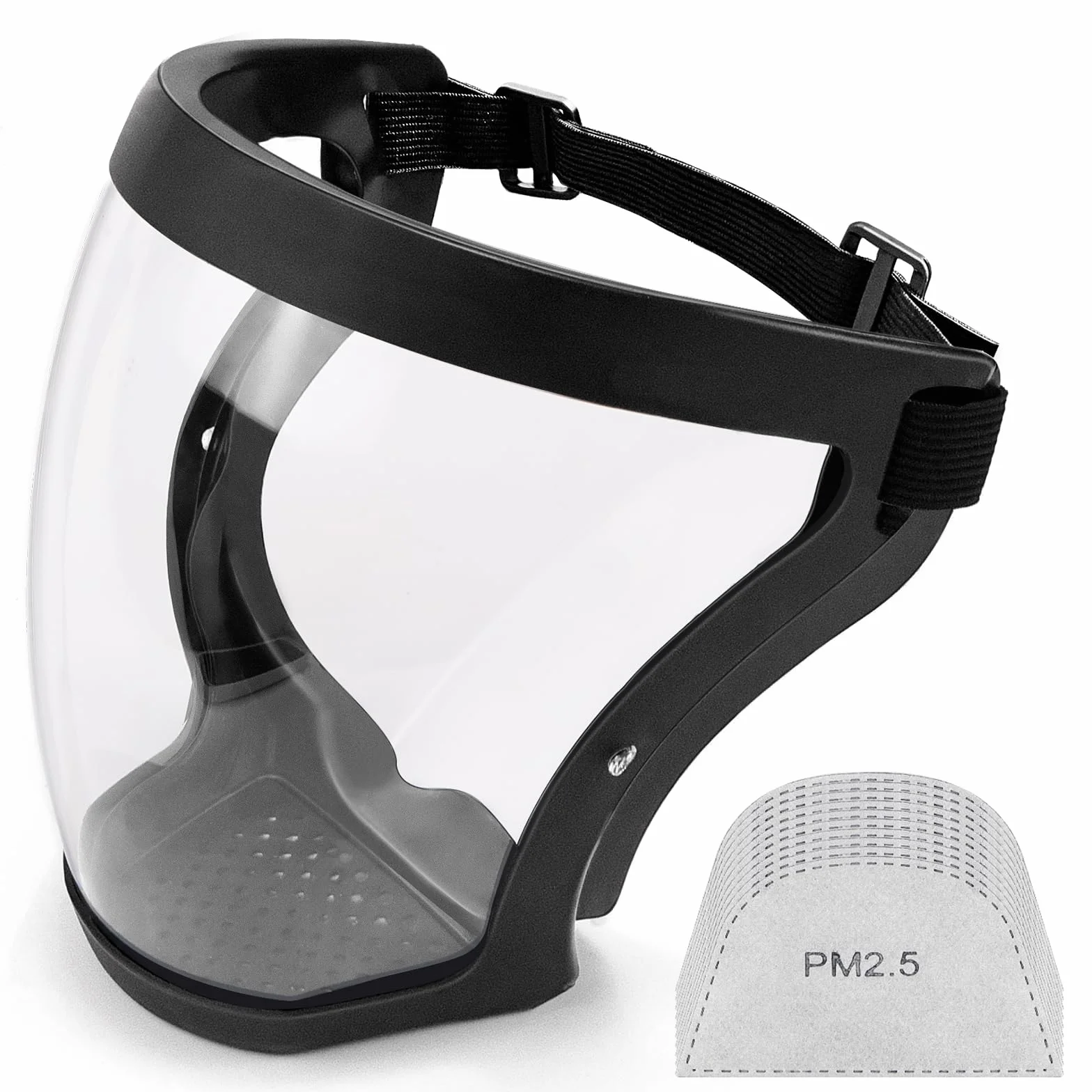 Protección facial protector antiempañamiento de cara completa de plástico transparente con banda ajustable para adultos