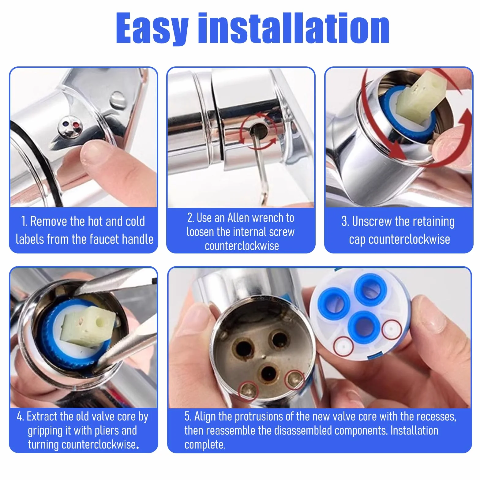 4 Piezas Cartucho de Cerámica para Grifo 35mm Cartuchos Grifos de Cerámica Fácil de Instalar Fuerte Resistente Cartucho Ceramico per Grifo para Reparación de Grifos Agua Cocina Ducha Lavabo