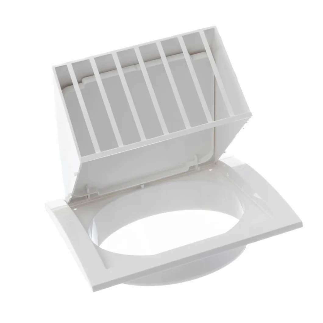 Ø 150mm Rejilla de Ventilación con Protección contra Lluvia y Viento y Válvula de Retención - Plástico ABS Blanco
