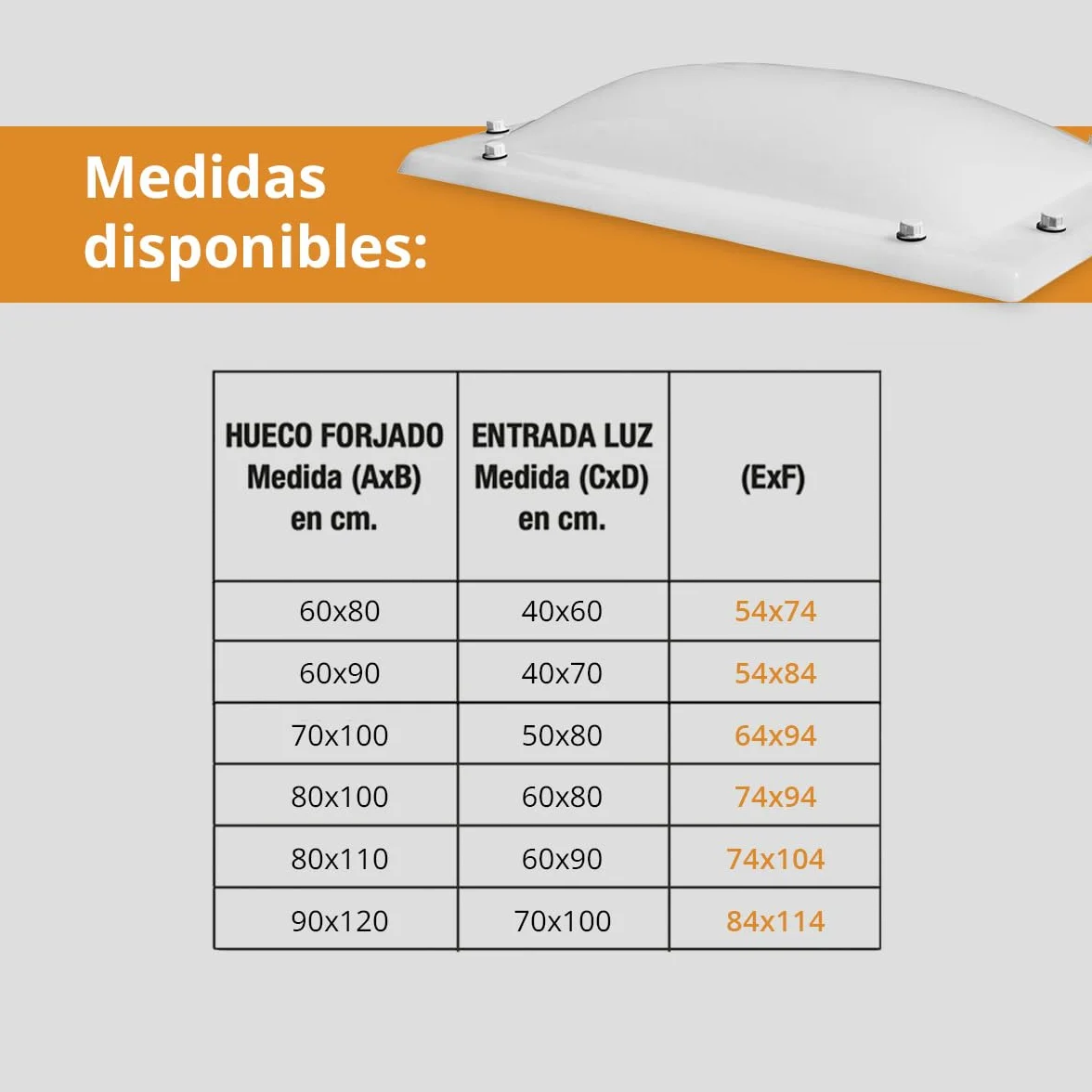 Cúpula Blanco Opal para Claraboya Techo Rectangular - Incluye Juntas, Fijaciones y Accesorios de Montaje - Tragaluz - Fabricada en Metacrilato - CxD = 60 x 90 cm - ExF = 74 x 104 cm
