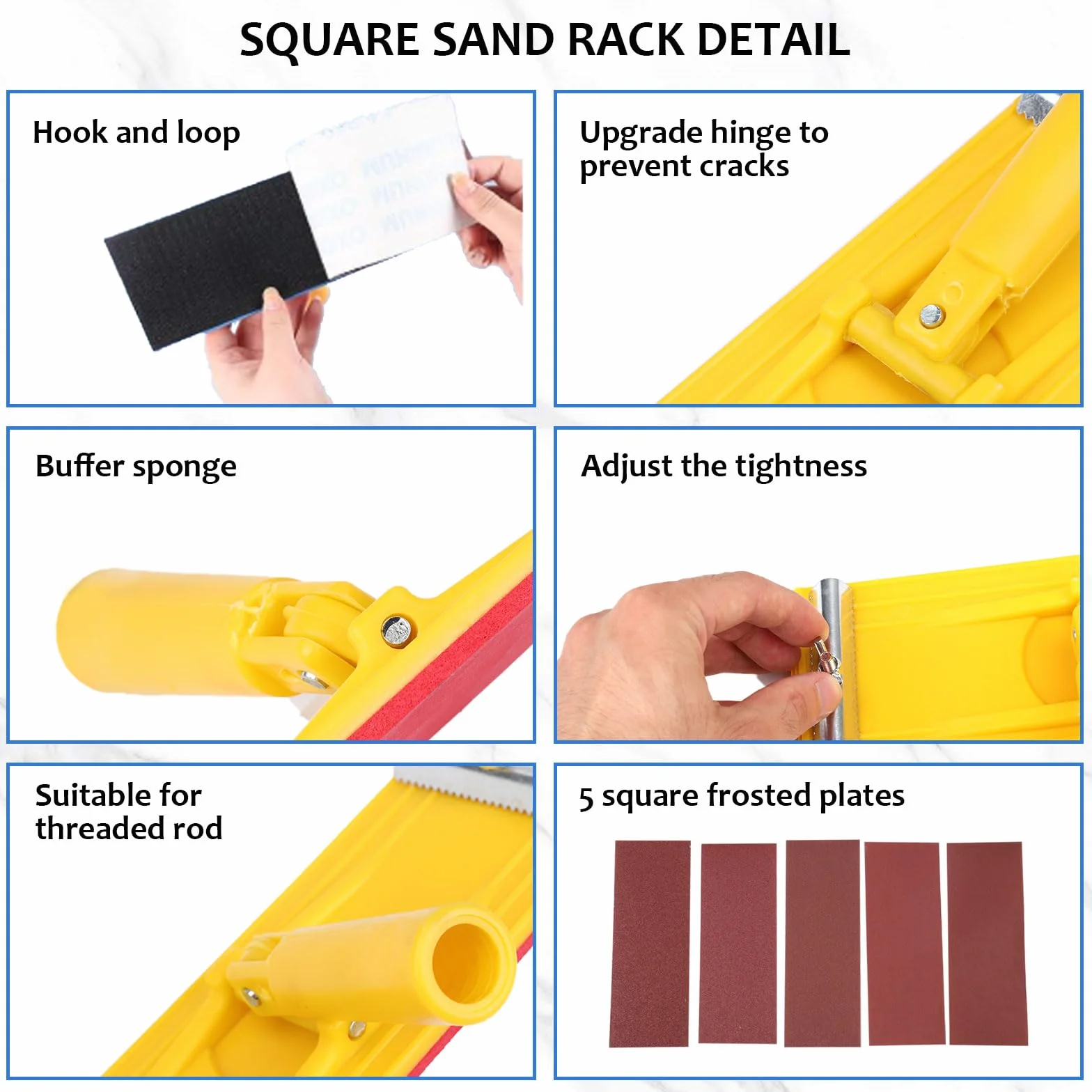 Cabezal de lijadora de poste giratorio resistente, lijado de pared y techo con poste de extensión y 5 piezas de papel de lija, para un lijado rápido y productivo de pisos, pared y techo