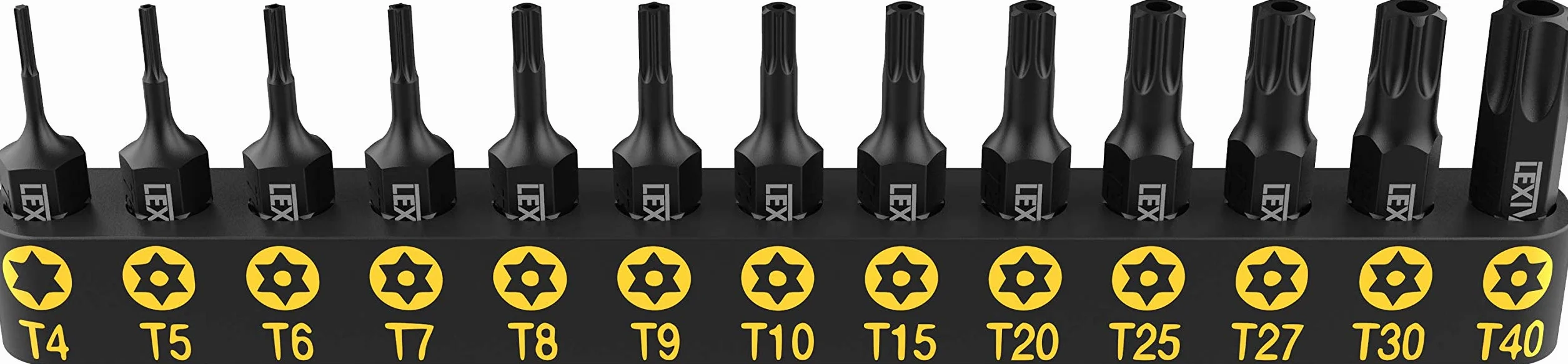 LEXIVON Acoplamiento de TORNILLO Torx aprueba de manipulación, Set de Acero con Aleación Premium S2 de estrella de seguridad de 13 piezas, T4 - T40 CNC de precisión mecanizado (LX-301)