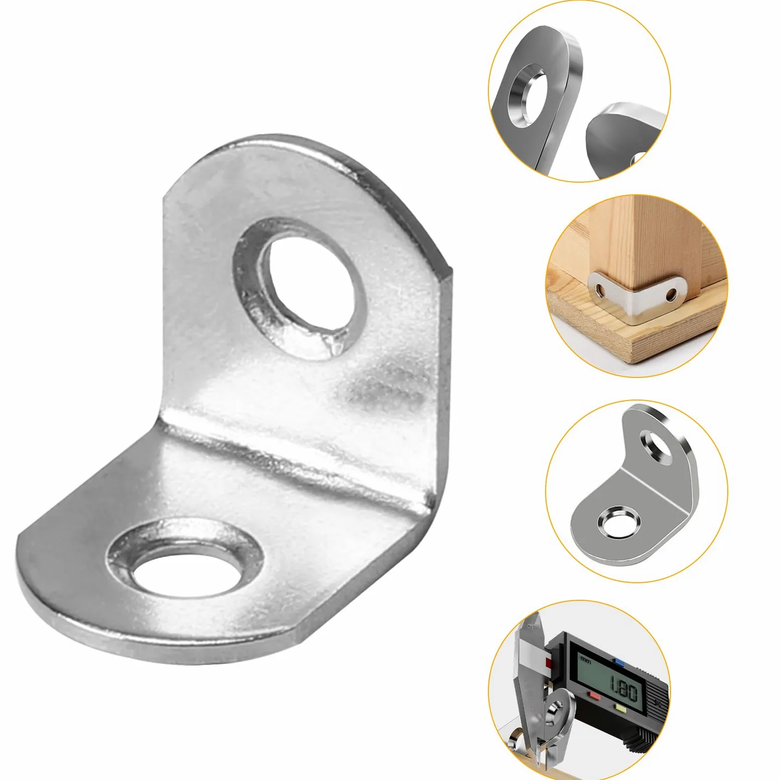 40 Piezas Escuadras Metalicas 30x30x16 mm Escuadras Para Madera en Forma de L Angulos Metalicos de Acero Inoxidable con 80 Tornillos, Plata