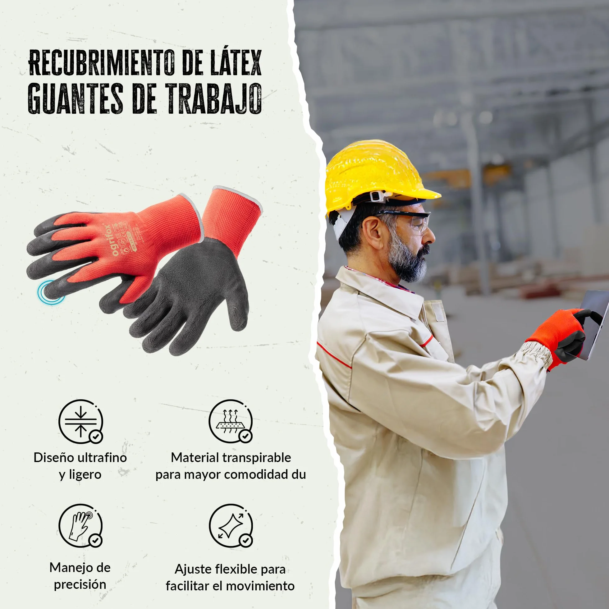 FUZZIO® 24 Pares Guantes de Trabajo Recubiertos con Porta Clip