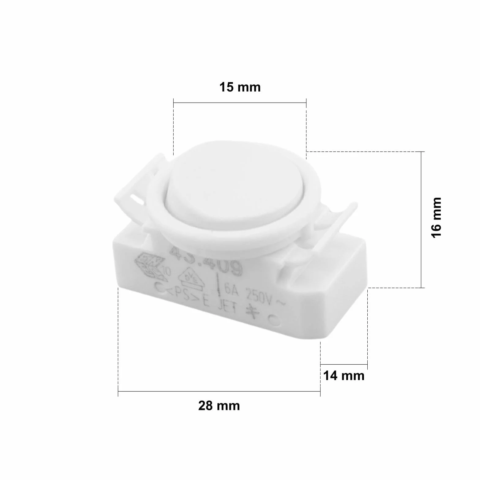 Interruptor basculante BJB 43.409 1 pieza Interruptor de palanca redonda ON/OFF Iluminación empotrada PVC Interruptor empotrado para lámparas Interruptor de repuesto Pieza de repuesto pequeña Blanco