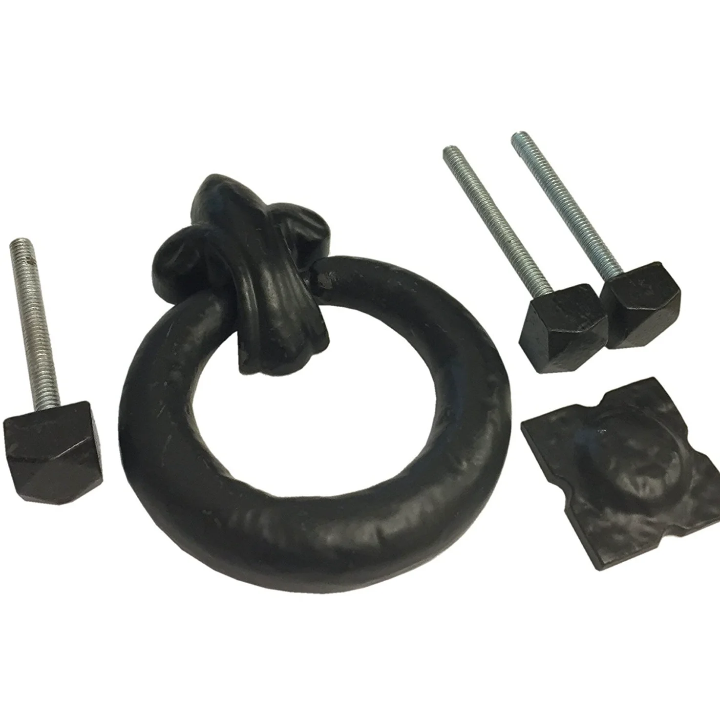 Securit - Anillo de estilo antiguo negro llamador de la puerta manija.