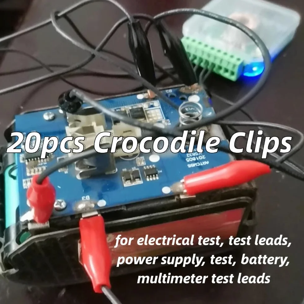 20pcs 28mm Abrazadera Eléctrica Del Cocodrilo, Pinzas De Clip De Cocodrilo Prueba De La Prueba Metel Con La Cubierta De Aislamiento Protectora