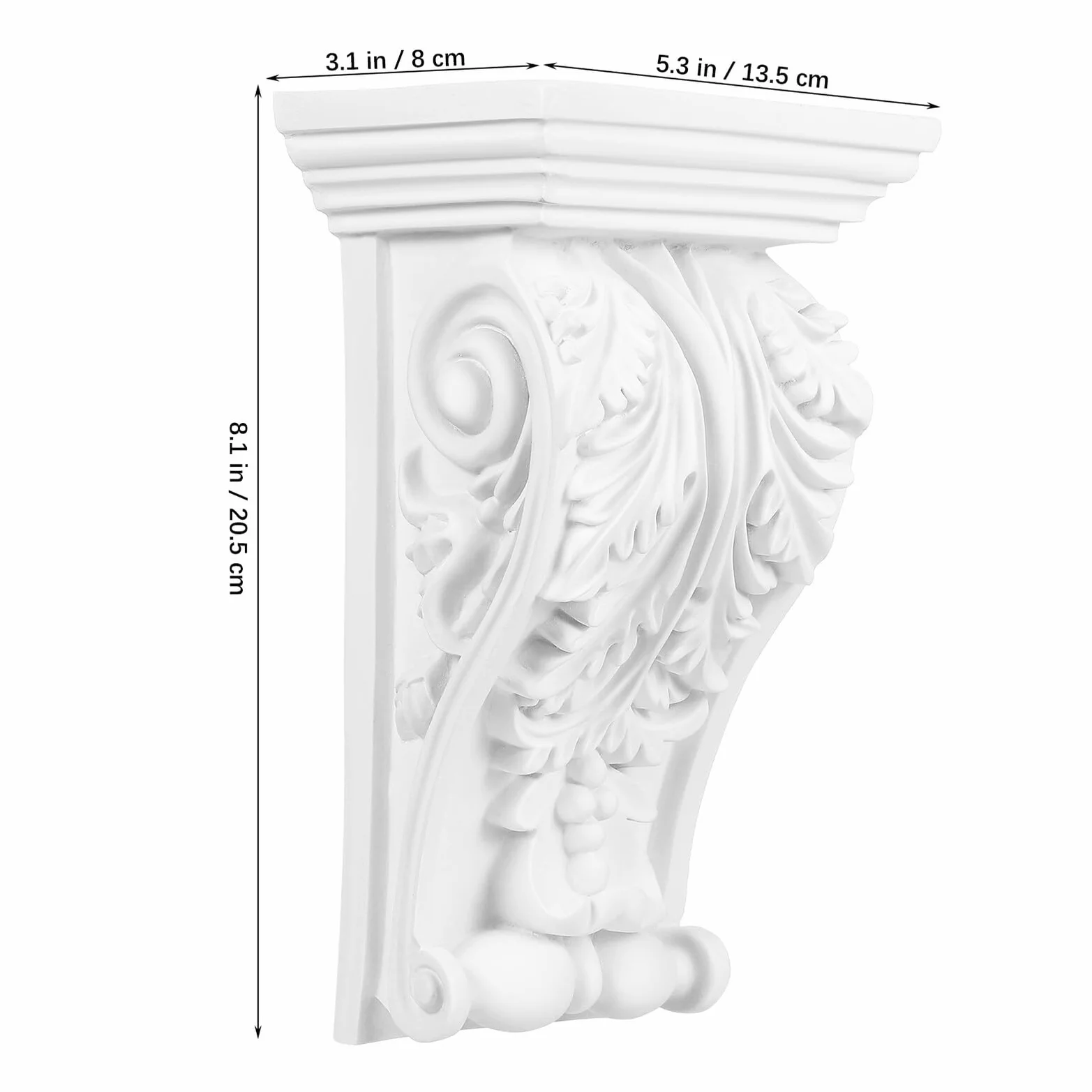 Ménsulas Clásicas de Estilo Europeo en Pu Blanco, Molduras de Madera Laburadas Ligeras para Embellecimiento del Hogar y Moldura para Esquina en Sala de Estar