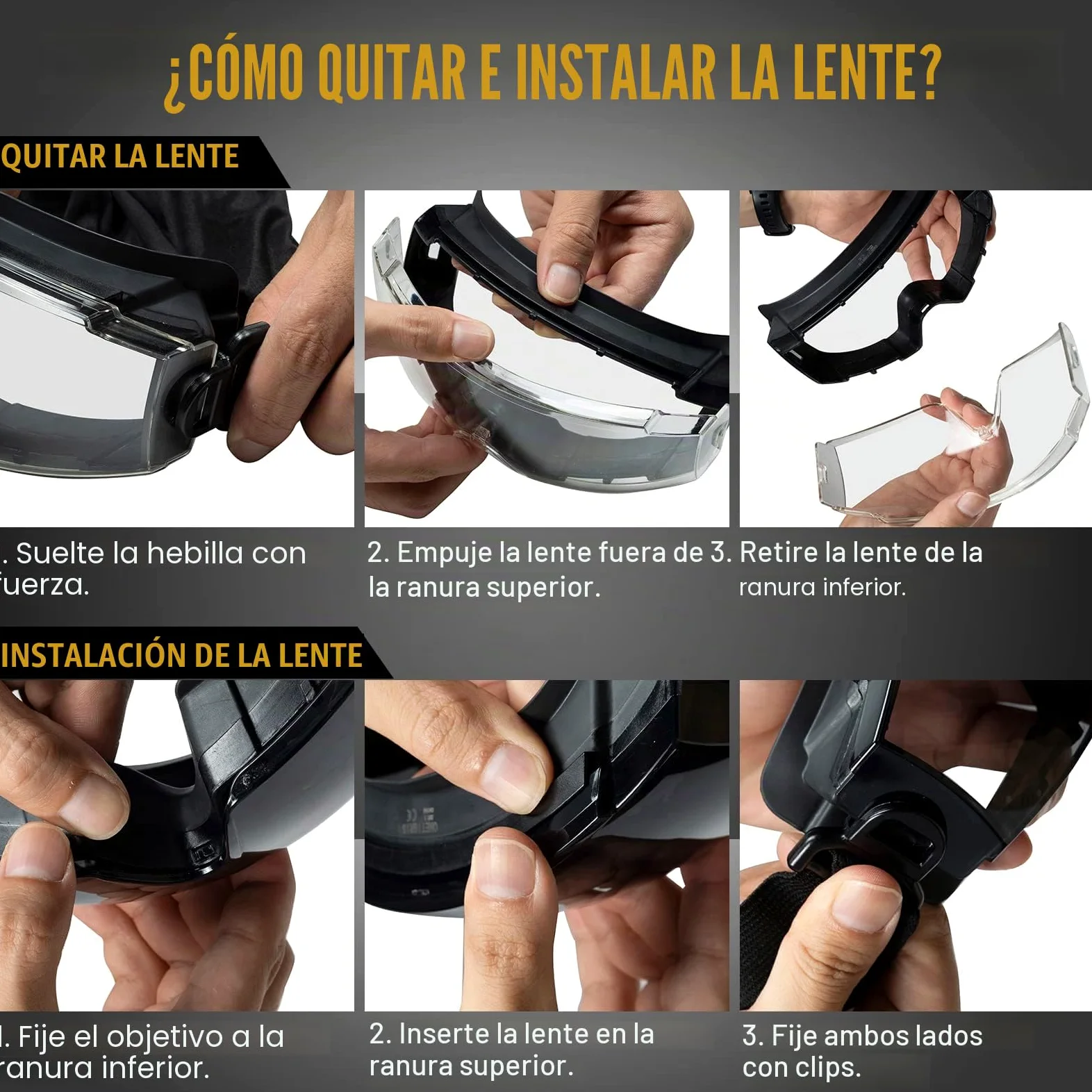 OneTigris Gafas de protección tácticas, gafas de seguridad a prueba de polvo, gafas de seguridad con CE EN166 y ANSI Z87.1, gafas de protección de visión completa para usuarios de gafas, obra