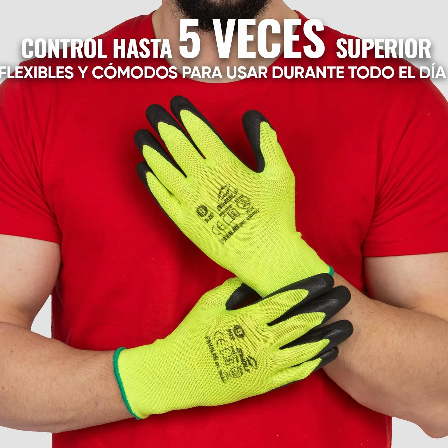 PAVALAN BWOLF Guantes de Trabajo 12/60 Pares Revestimiento Látex Resistente Antideslizantes Flexibles Industrial Mecánico
