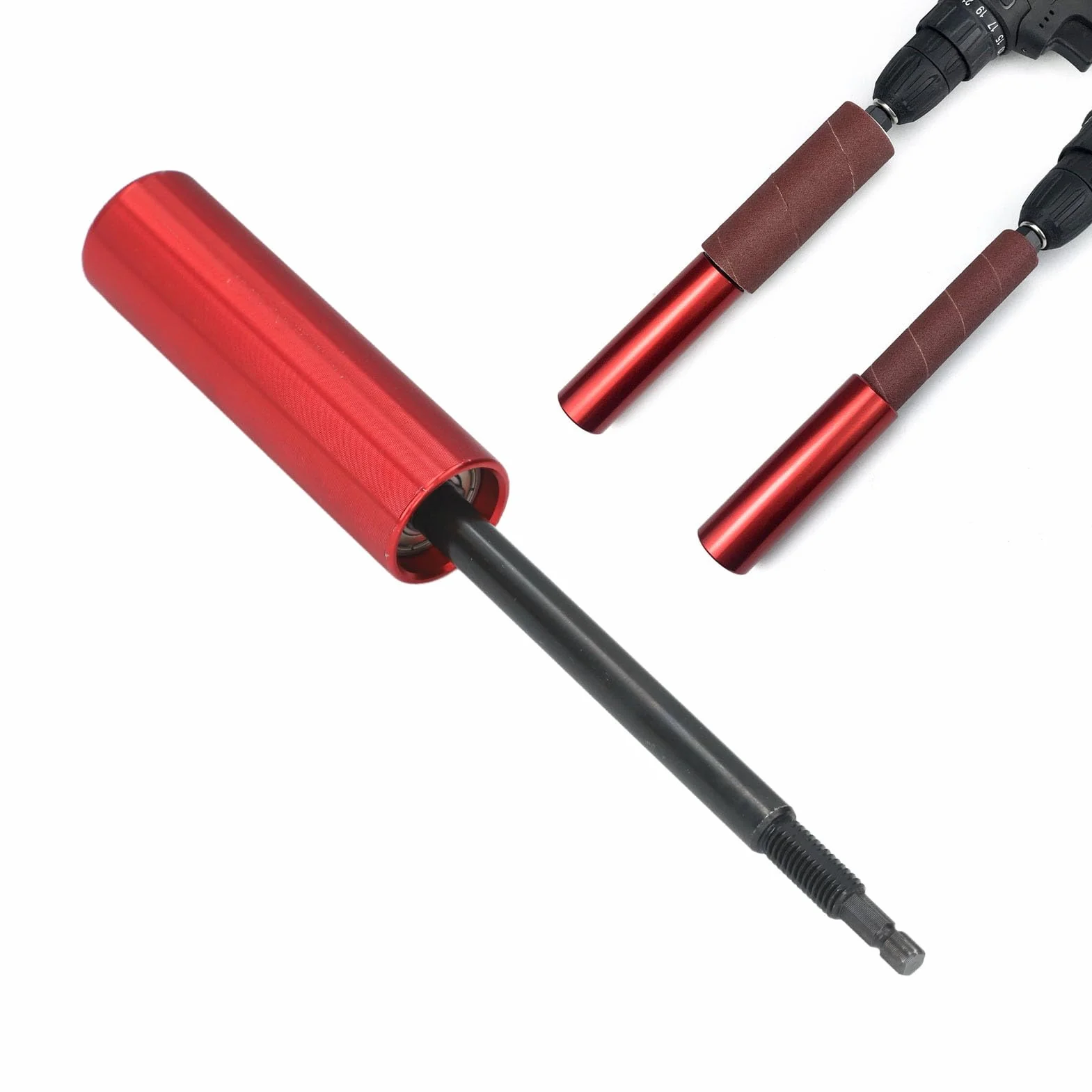 Kit de 13 tambores de lijado para taladradora, adaptador de lijadora de husillo de aleación de aluminio de tamaño universal y manguitos de lijadora de husillo de 3/8 pulg.