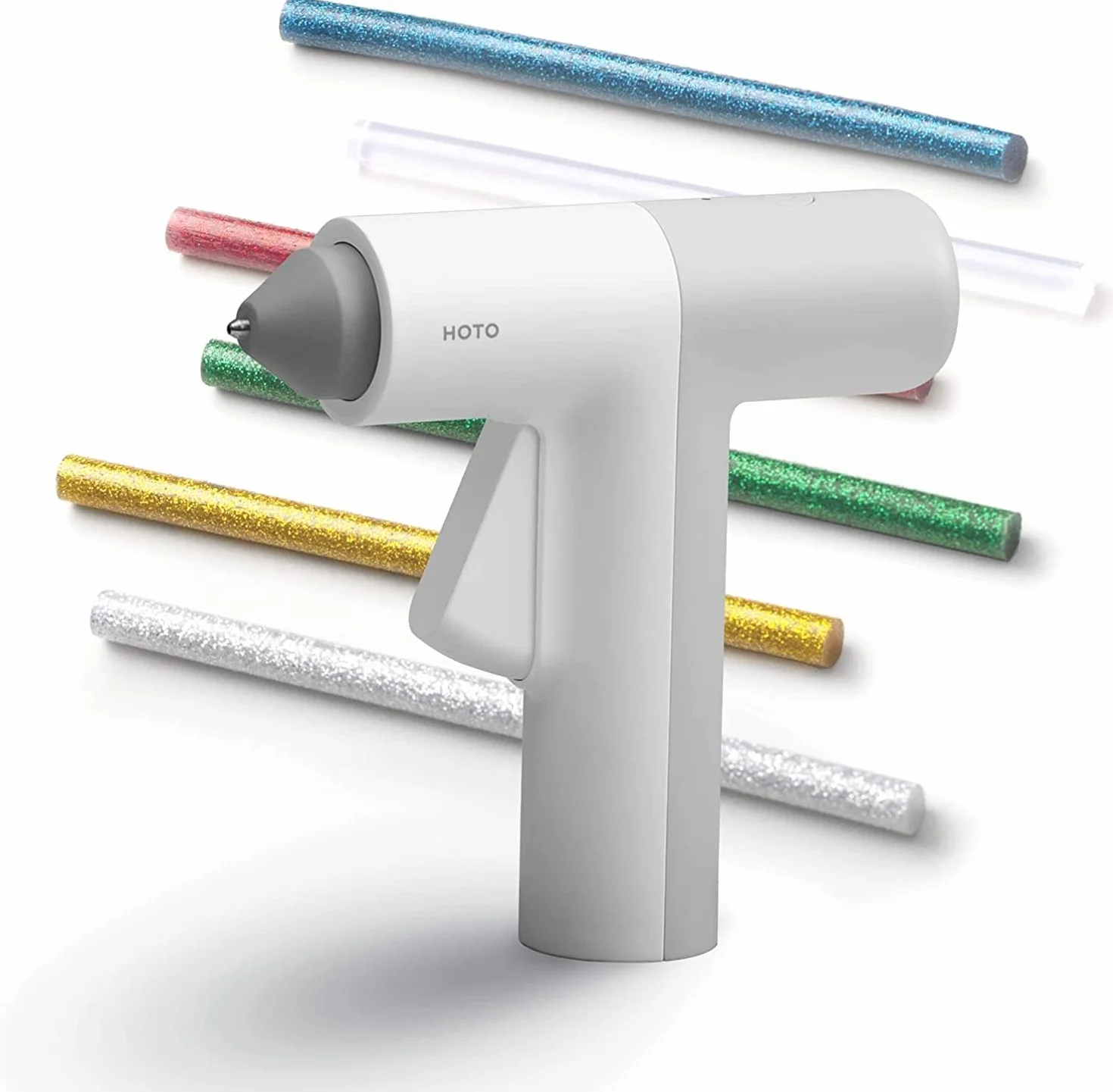HOTO Pistola Silicona Caliente Inalámbrica, 10 Barras, Calentamiento 30S, USB Recargable, Apagado Inteligente, Perfecta para Pistola Silicona Manualidades y Proyectos con Pistola Pegamento Caliente