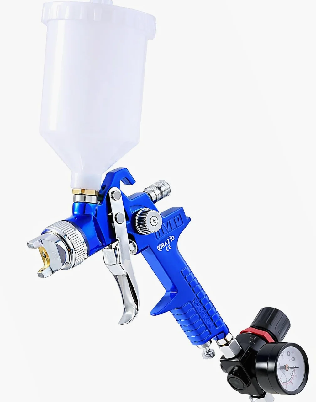 ORAZIO Pistola Pulverizadora Pintura HVLP 600ml 2,0mm Boquilla de Cobre con Regulador de Presión de Aire para Vehículos Muebles Valla Revestimiento de Superficie Rociado