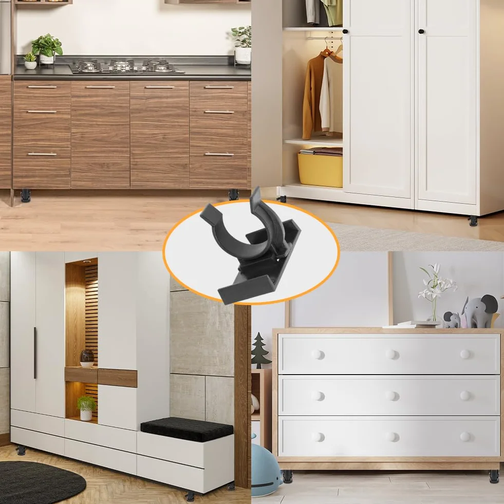 Flintronic 12 Piezas Clips de Fijación para Zócalos de Cocina, Soportes con 30 Tornillos, 27mm-33mm