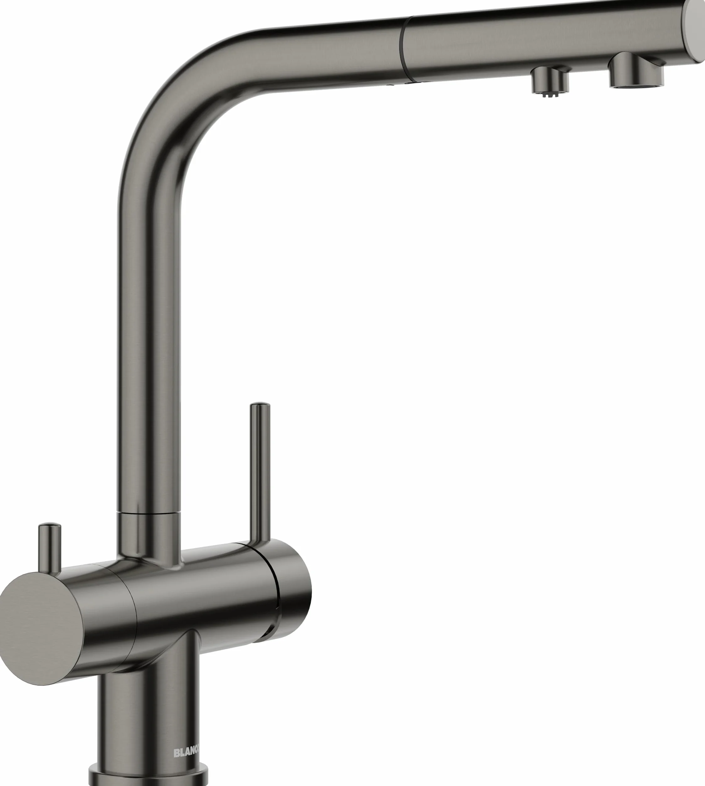 BLANCO Filtro FONTAS-S II Acero Negro Satinado Alta Presión Manguera Extraíble Cartucho Cerámica Ahorro Agua