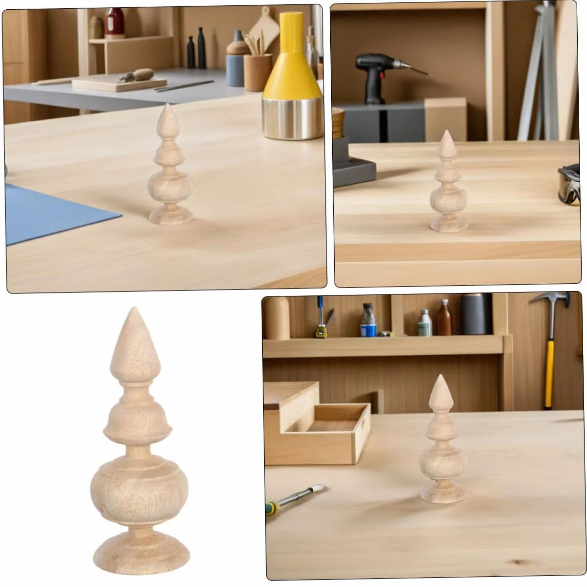 HOMSFOU Remates Decorativos y Barras de Cortina 2 Piezas de Madera sin Terminar Superficie Lisa y Tallado Fino para Postes de Cama para Decoración Interior DIY