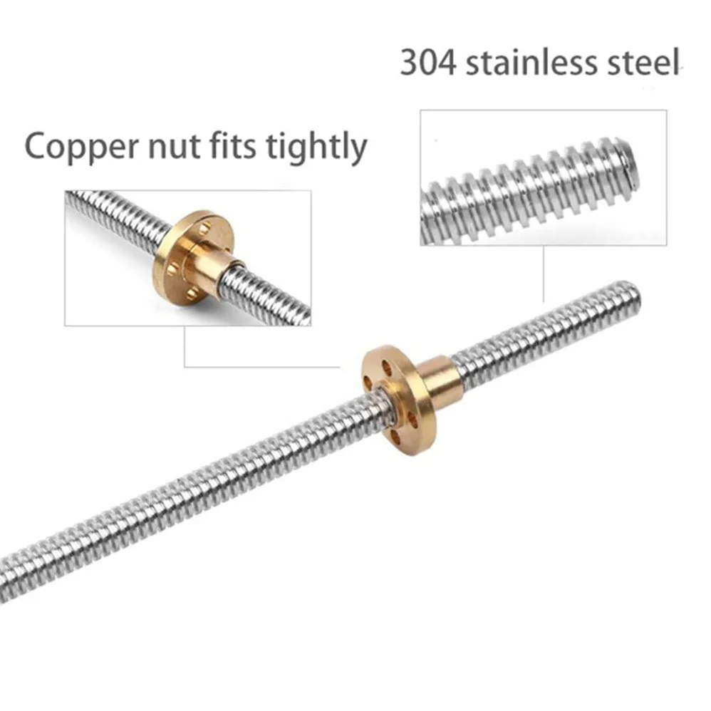 Varilla de tornillo avance T8 OD 8 mm Paso 2 Plomo con(1000mm)