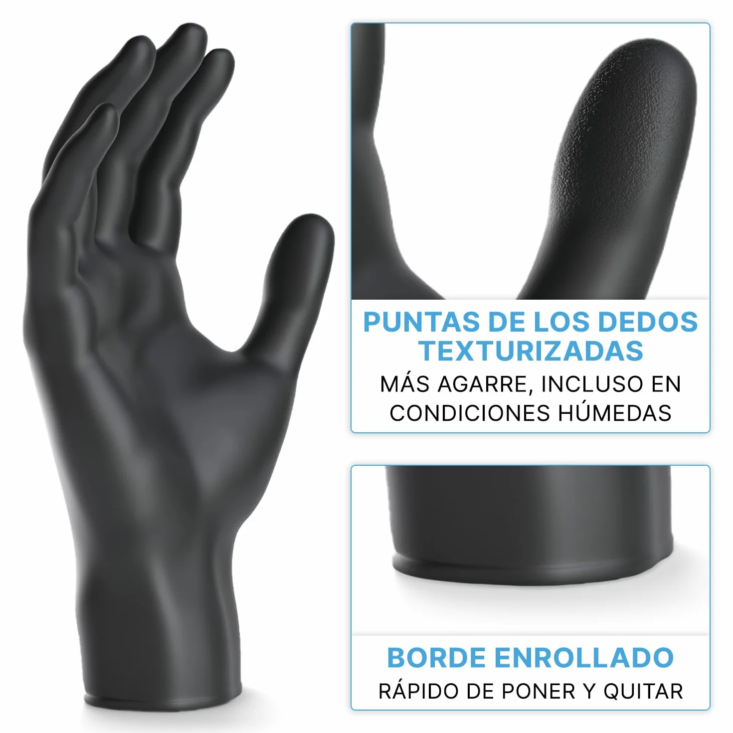 ARNOMED Guantes nitrilo M, 200 uds/caja, guantes nitrilo talla S, M, L o XL, guantes nitrilo negro, guantes de nitrilo sin polvo y látex, guantes negros nitrilo, guante nitrilo, guantes nitrilo negros