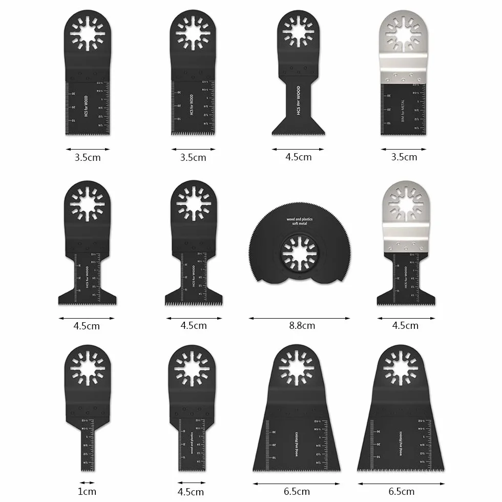 Cuchillas Mix 12 piezas para herramienta oscilante compatible con BOSCH, MAKITA, Dewalt