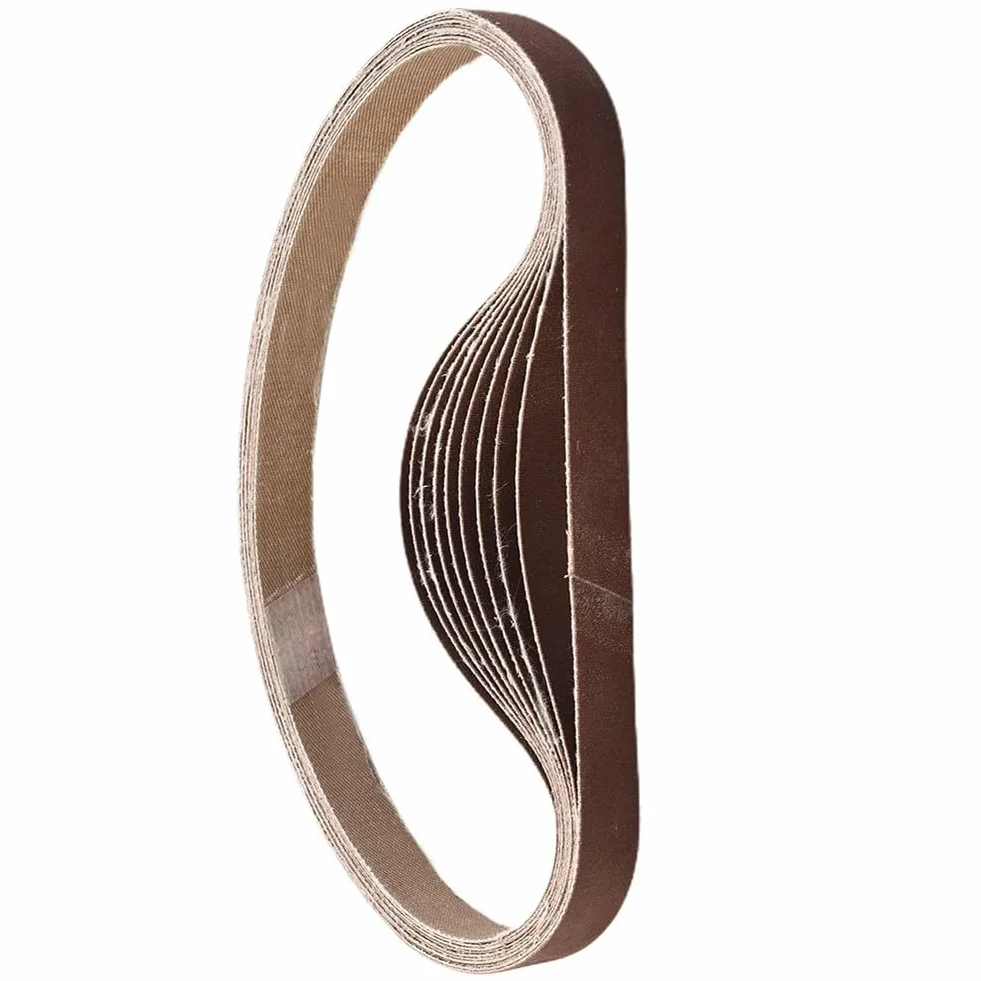 Juego de bandas de lija de óxido de aluminio de 15 x 452 mm, grano 60-600, para amoladora duradera para pulido de madera, metal, plástico, vidrio y piedra (600)