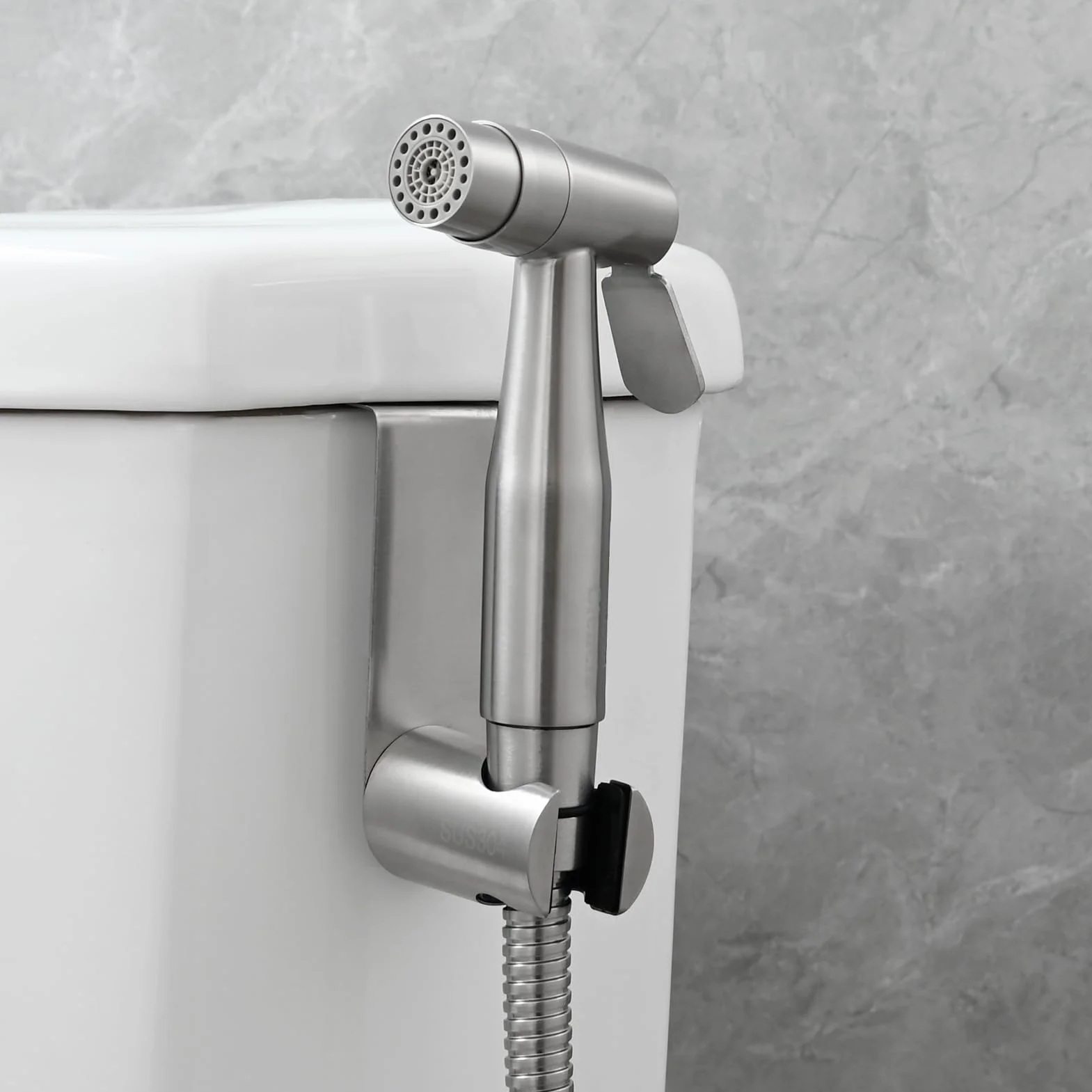 Tecmolog Ducha Bidet 2 Modos Mano Grifos Shattaf Pulverizador Acero Inoxidable Portatil para WC, con Soporte, Valvula Desviadora y Manguera 1.2m, WS024AF2