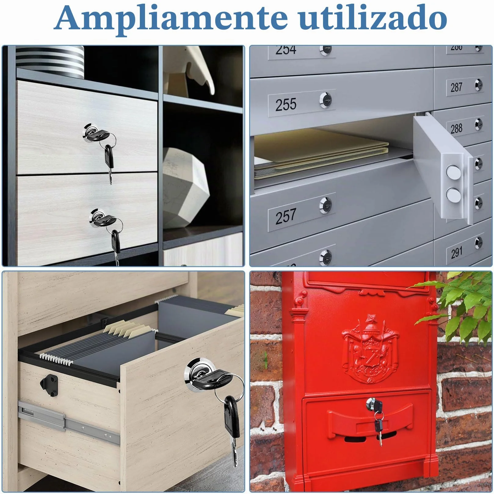 Cerradura Taquilla 20 mm 1 Llave Puerta 16 mm 10 Piezas