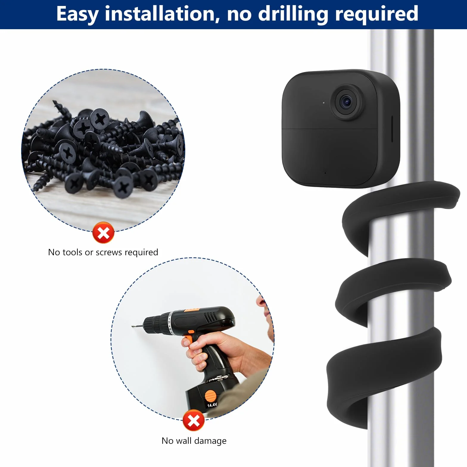 2 unidades de montaje flexible para cámara, soporte giratorio compatible con Blink Mini/Mini 2, Blink Outdoor 4 (4th Gen)/(3ª generación), XT/XT2, cámara interior (2, negro)
