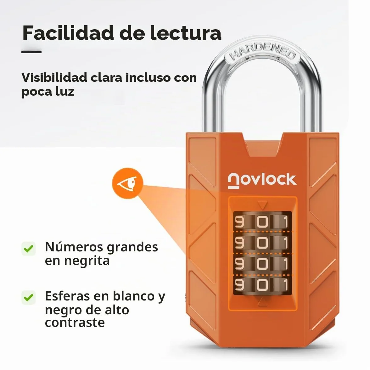 Candado de Combinación de 4 Dígitos 7 mm Acero Templado para Taquillas Armarios Portones Naranja