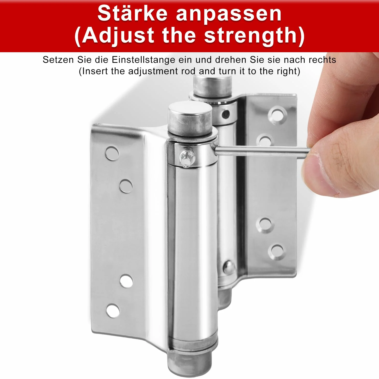Bisagra para puerta de péndulo (4 unidades, acero inoxidable, 130 mm, cierre automático, 15 kg de capacidad de carga, bisagra de resorte para mostrador, puerta batiente y puertas de madera (4