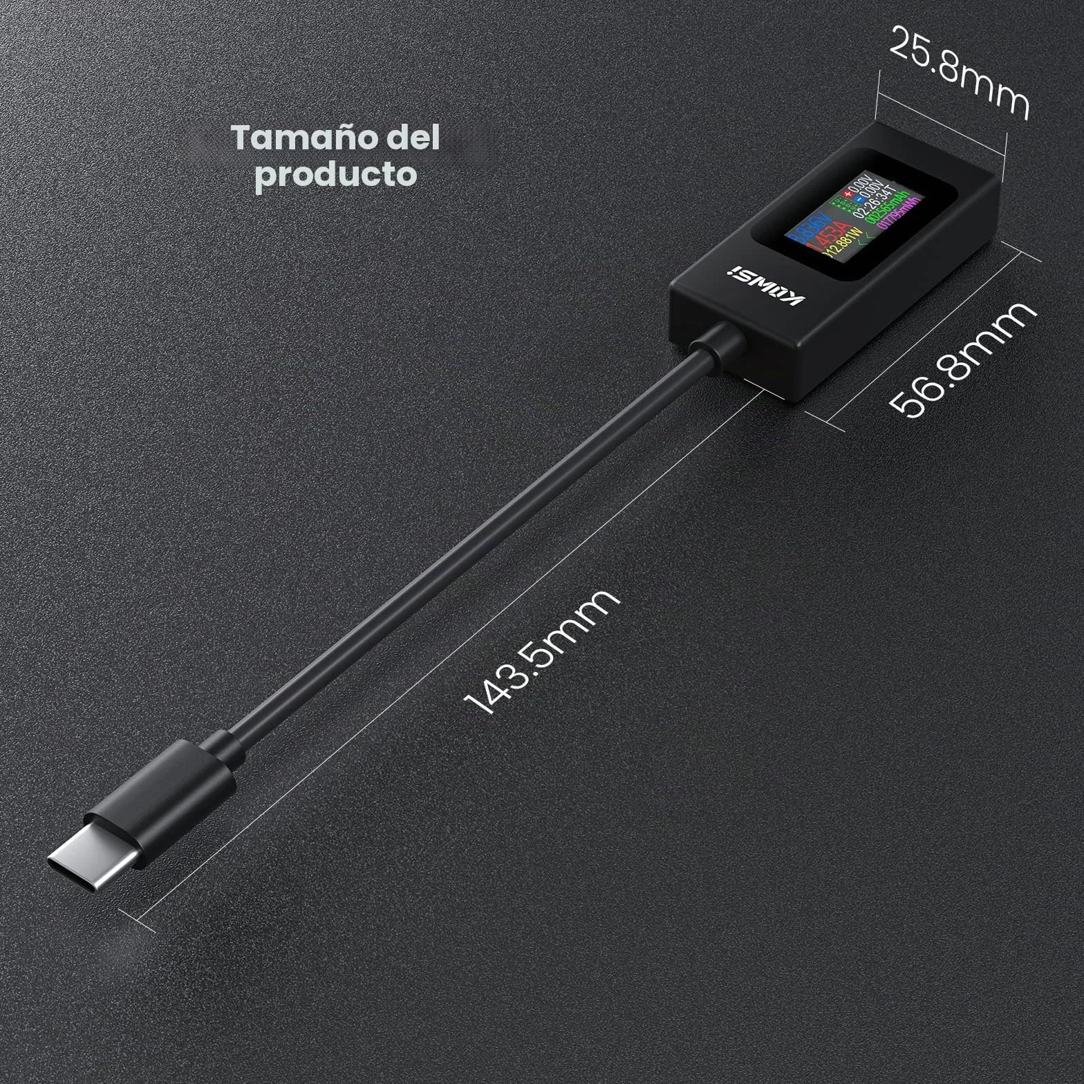 YOJOCK USB C Tester Medidor de Potencia 4-30V 0-6.5A Medidor de Voltaje y Corriente, Capacidad USB, Temperatura de Trabajo Amperímetro Voltímetro Banco de energía Cargador Detector