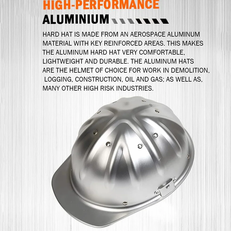 Casco de Seguridad, Casco de Aluminio Casco Protector Ajustable El Refuerzo de aleación de Aluminio en la Parte Superior es más Seguro y eficaz para Evitar pinchazos