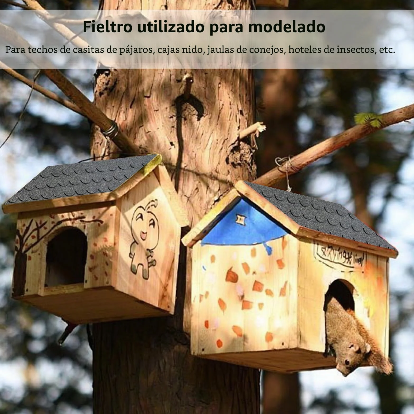 Lote de 53 tejas de cartón asfáltico adhesivas - Mini tejas de tejado para cobertizo de jardín - Tejas asfálticas para nido de pájaros - Techo de buzón