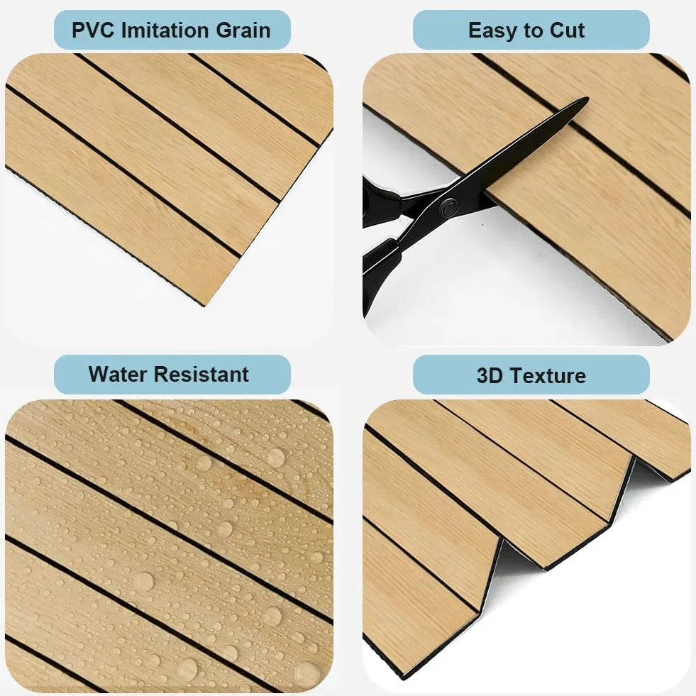 LOMUG Paneles de pared autoadhesivos con aspecto de listones de madera, 30 x 30 cm, paneles decorativos de pared de PVC, absorbentes de sonido, para salón y dormitorio, paquete de 12 unidades (AC-009)