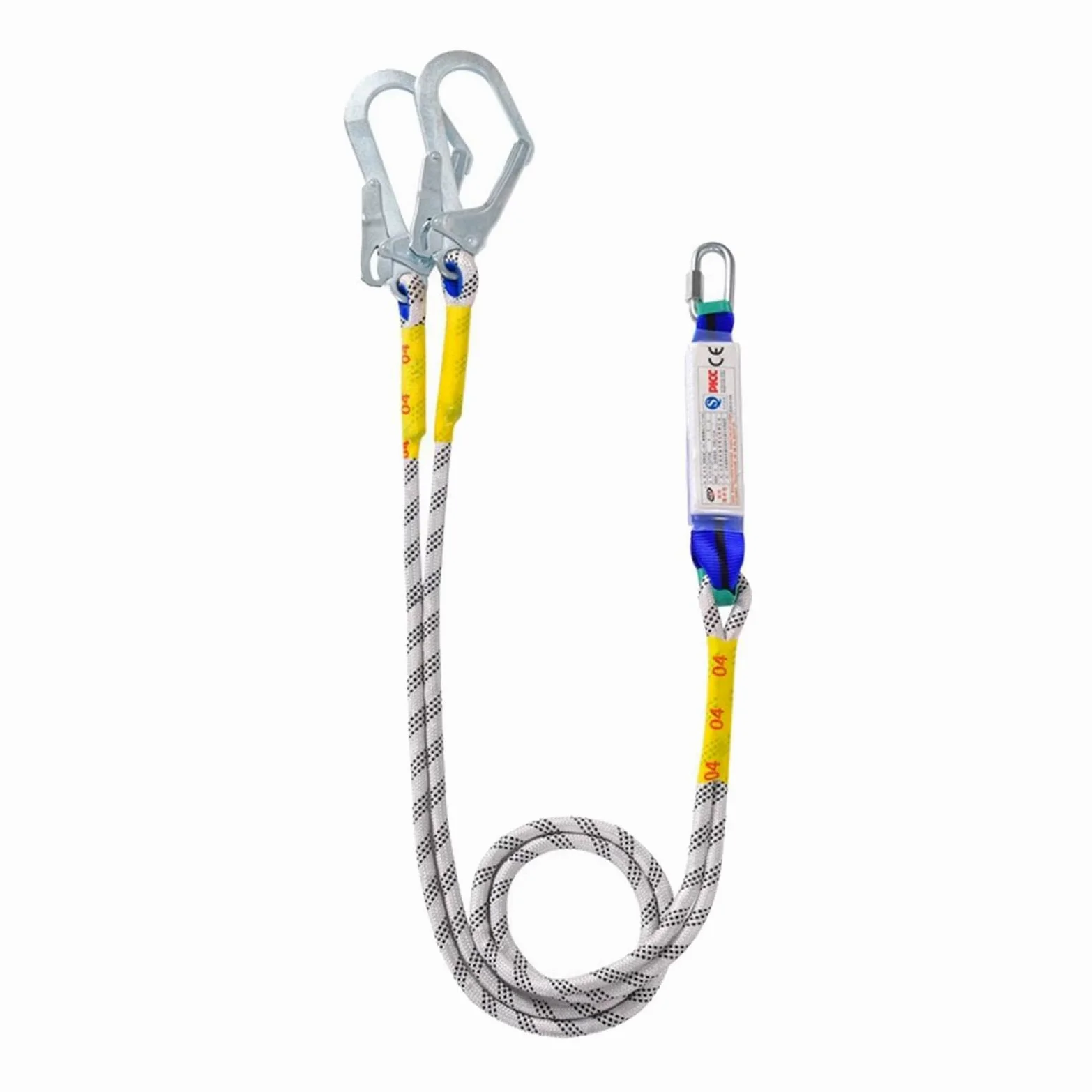 Lanyard con Arnés para Protección en Trabajos Cuerda con Mosquetón de Alta Resistencia Gancho Robusto para Conexión Segura, Paquete de Búfer de Doble Gancho
