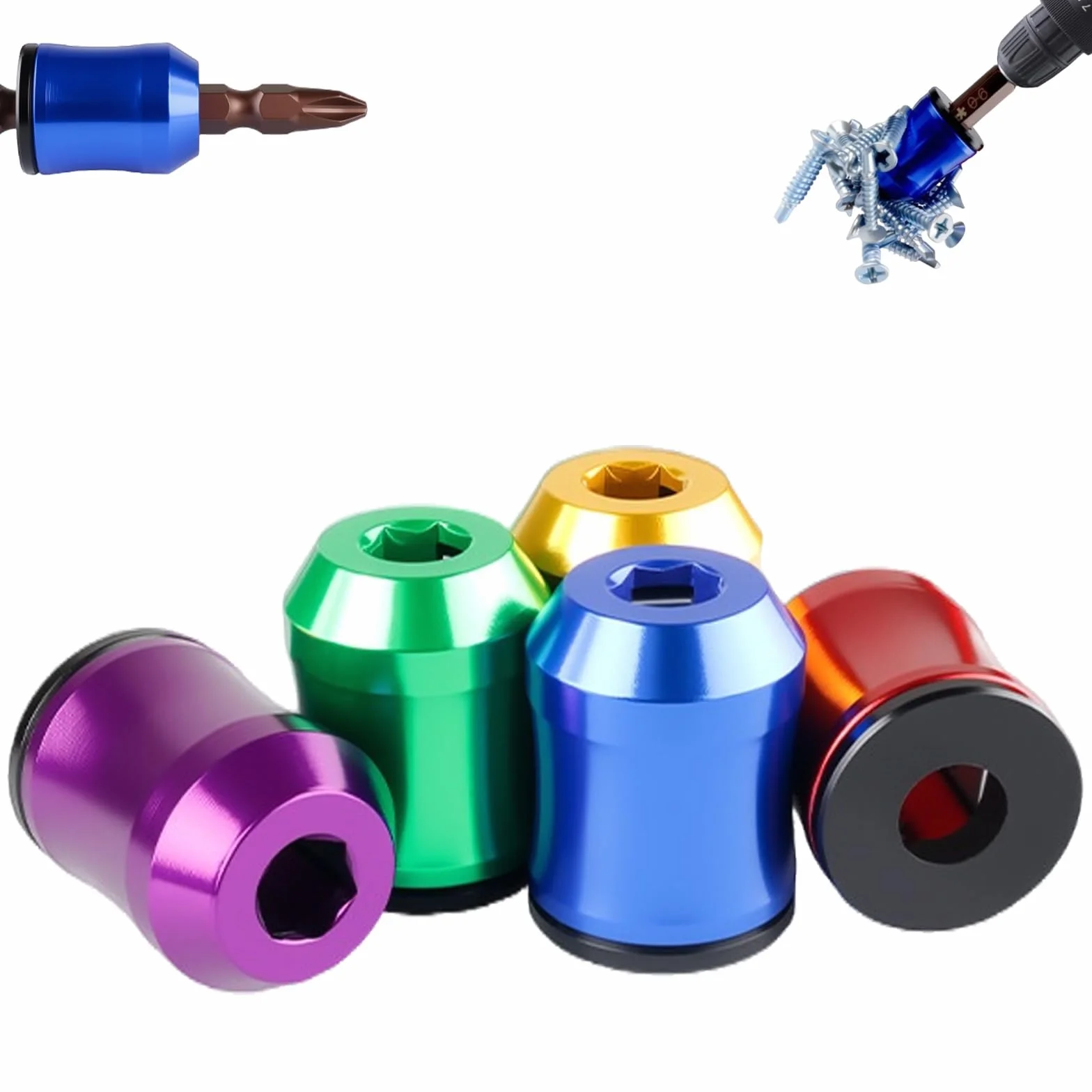 3/5 pcsMagnetizer & Demagnetizer Tool Set, 1/4" Hex Screwdriver Head Magnetizer Demagnetizer Tool, Premium Alloy Drill Accessories for Fastening & dIY Repair (5-A)