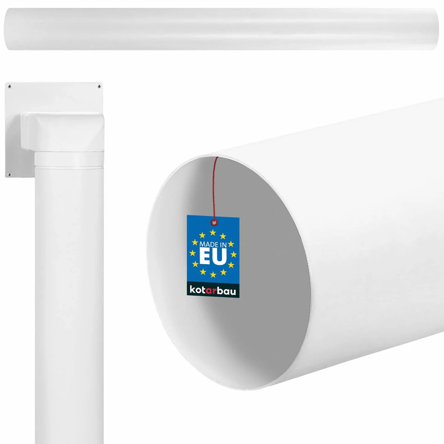 KOTARBAU® Tubo de ventilación de 150 cm, Canal Redondo, Ø 150 mm, Tubo de plástico Redondo, Blanco, Sistema de Tubos Redondos de PVC, Conexión de tuberías, Conducto de Escape, Conducto de Suministro