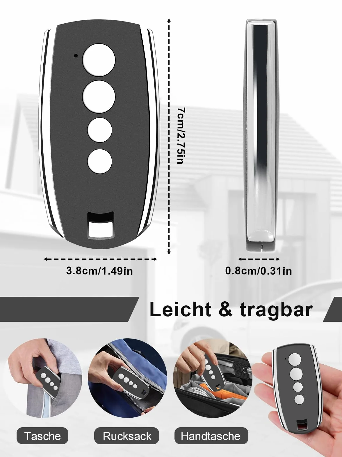 Repuesto King Gates STYLO, STYLO2K, STYLO4K Abrepuertas de garaje Mando a distancia, 433,92 MHz Mando a distancia para puertas de garaje, 4 canales Código variable, 3 unidades