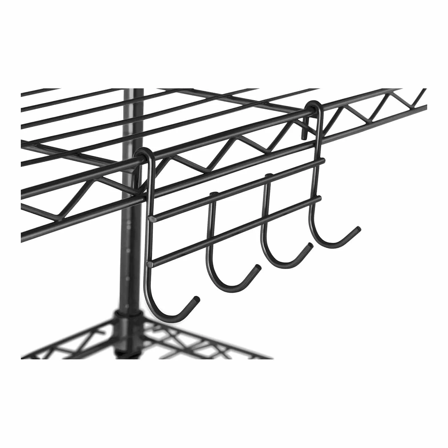 Royal Catering Estantería De Metal Estante Metálico RCMR-1500P19T (55 x 45 x 149,5 cm, Capacidad de carga total: 150 kg, 5 estantes, 4 ganchos, Negro)