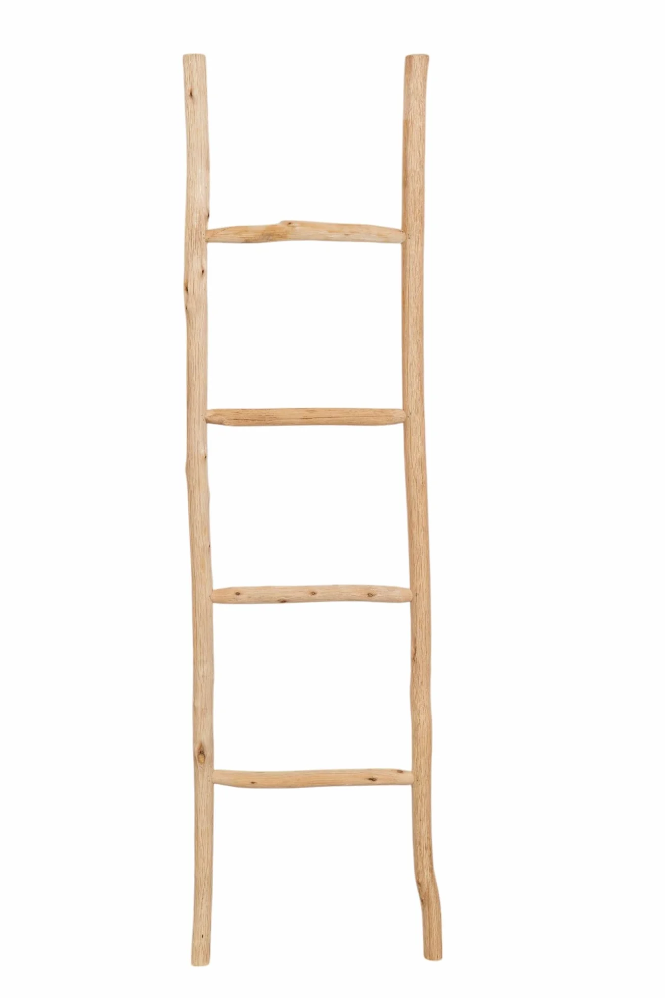 Biscottini Escalera Decorativa de Madera Natural – Toallero, Portamantas, Decoración Rústica para Baño, Salón y Dormitorio