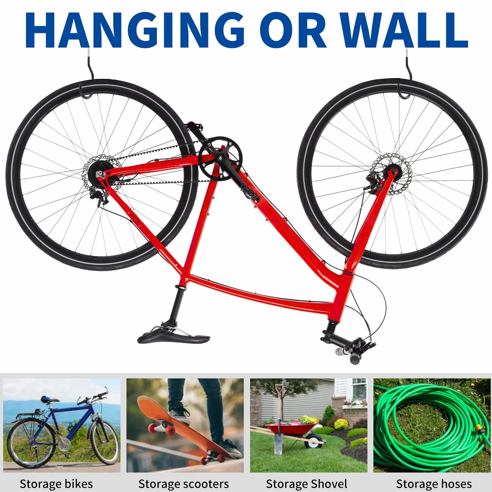 Ganchos para Bicicletas para Pared, Atornillar en Garaje, Almacenamiento para Herramientas y Equipos Deportivos