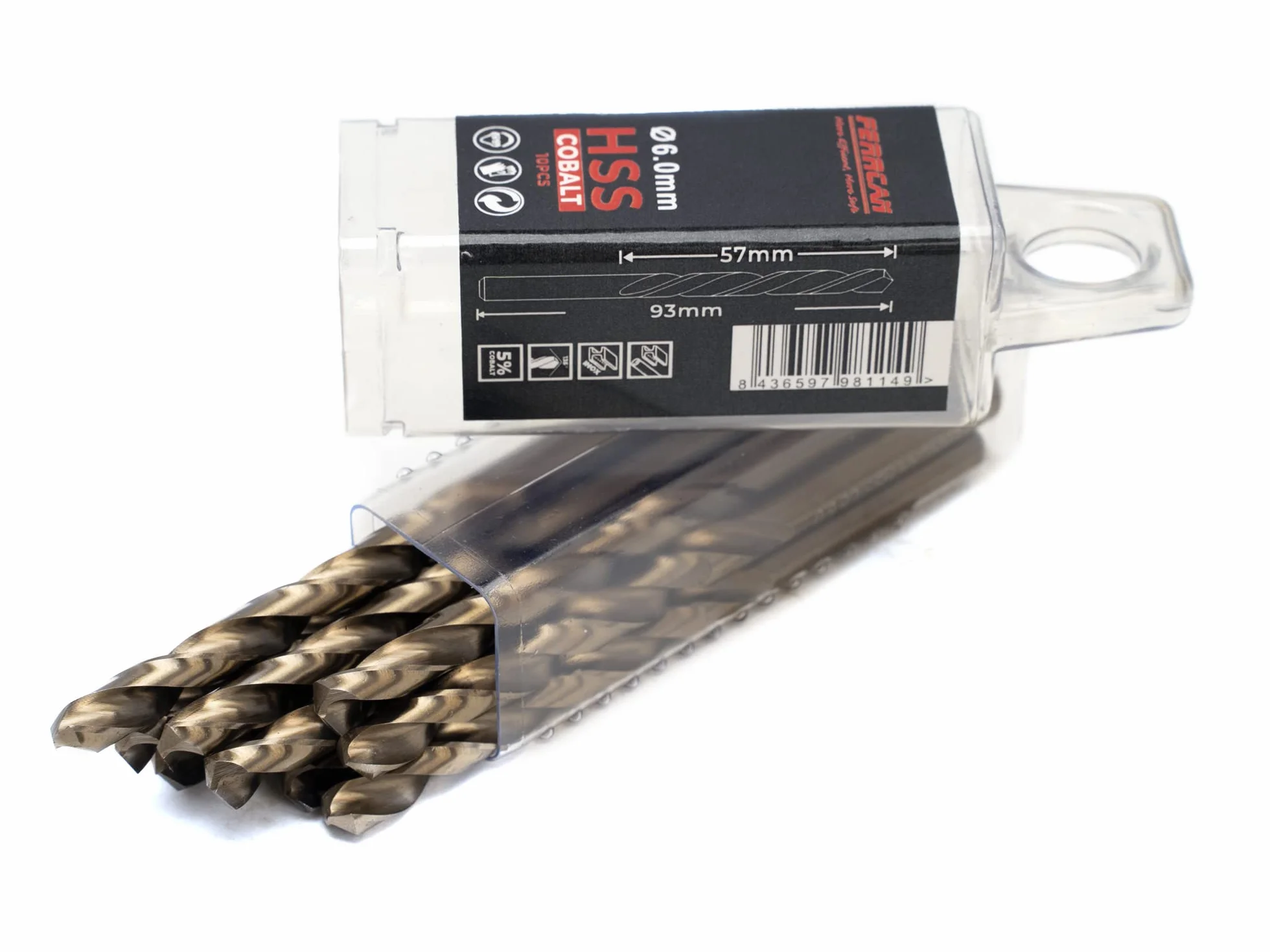 Brocas para metal HSS DIN338 M35 5% cobalto para taladrar en acero inoxidable, hierro y otros metales (paquete de 10 unidades por medida) (6mm)