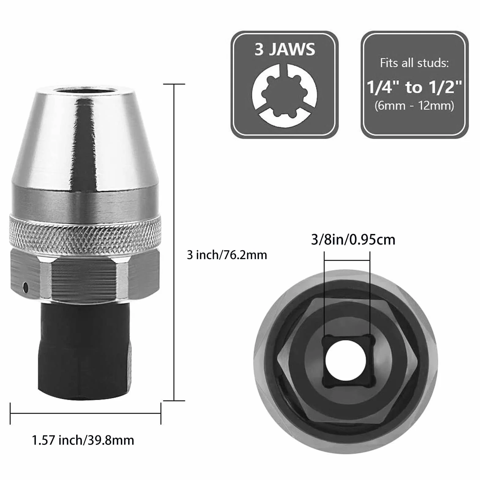 Tissting Extractor de Esparragos, Extractor de Perno Rotos Herramienta Extractora de Perno de Acero de Aleación Tratada Térmicamente para Extractor de Perno Redondeados de 1/4in-1/2in (6mm-12mm)