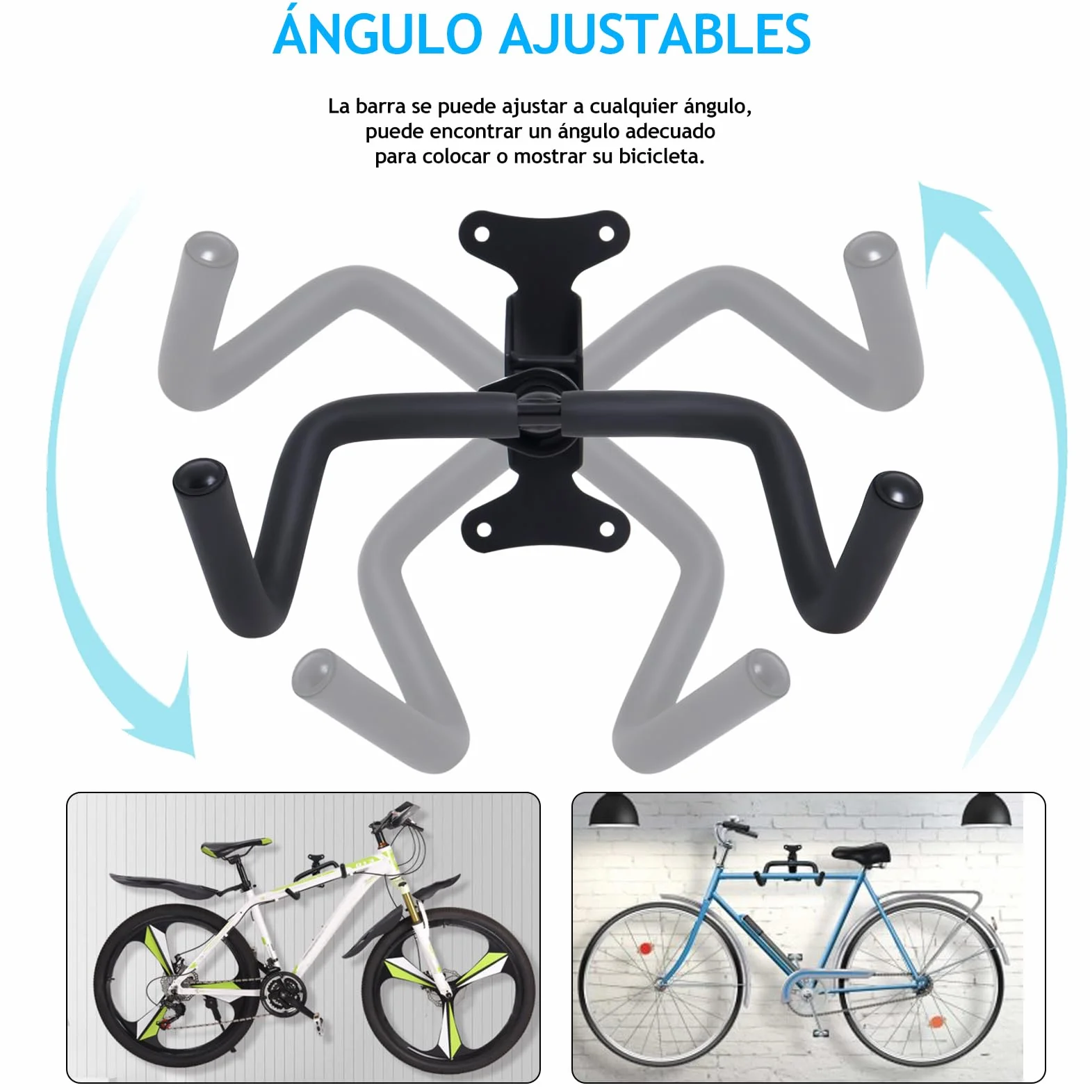Soporte de Pared Plegable para Bicicleta Poweka 2 Piezas - Colgador Bicicleta Pared para Garaje
