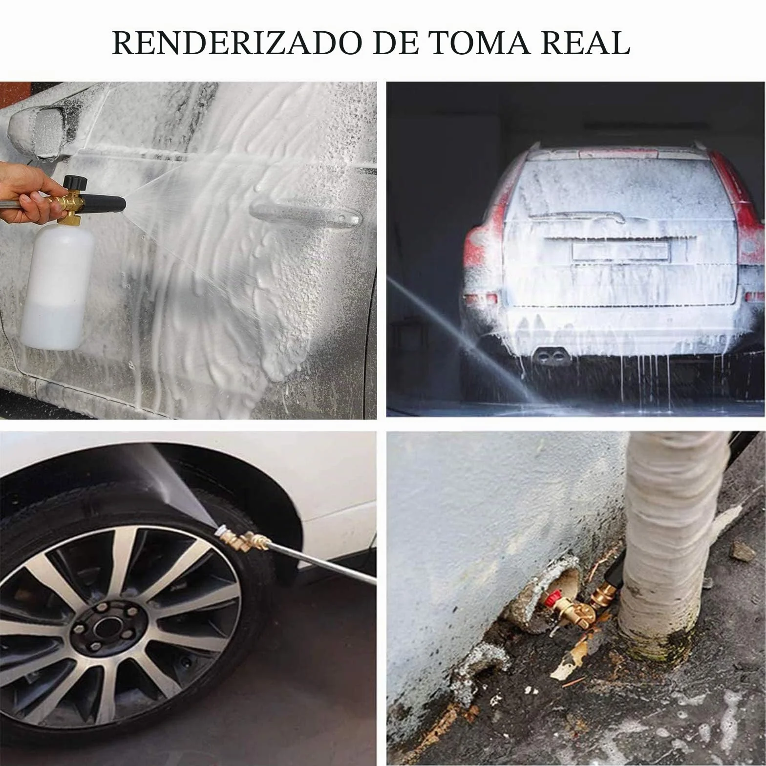 Stone Banks - Limpiador de alta presión con 5 boquillas de pulverización, 1 l, cierre rápido ajustable de 1/4", botella de pistola de espuma, dispensador de jabón para lavado de coches