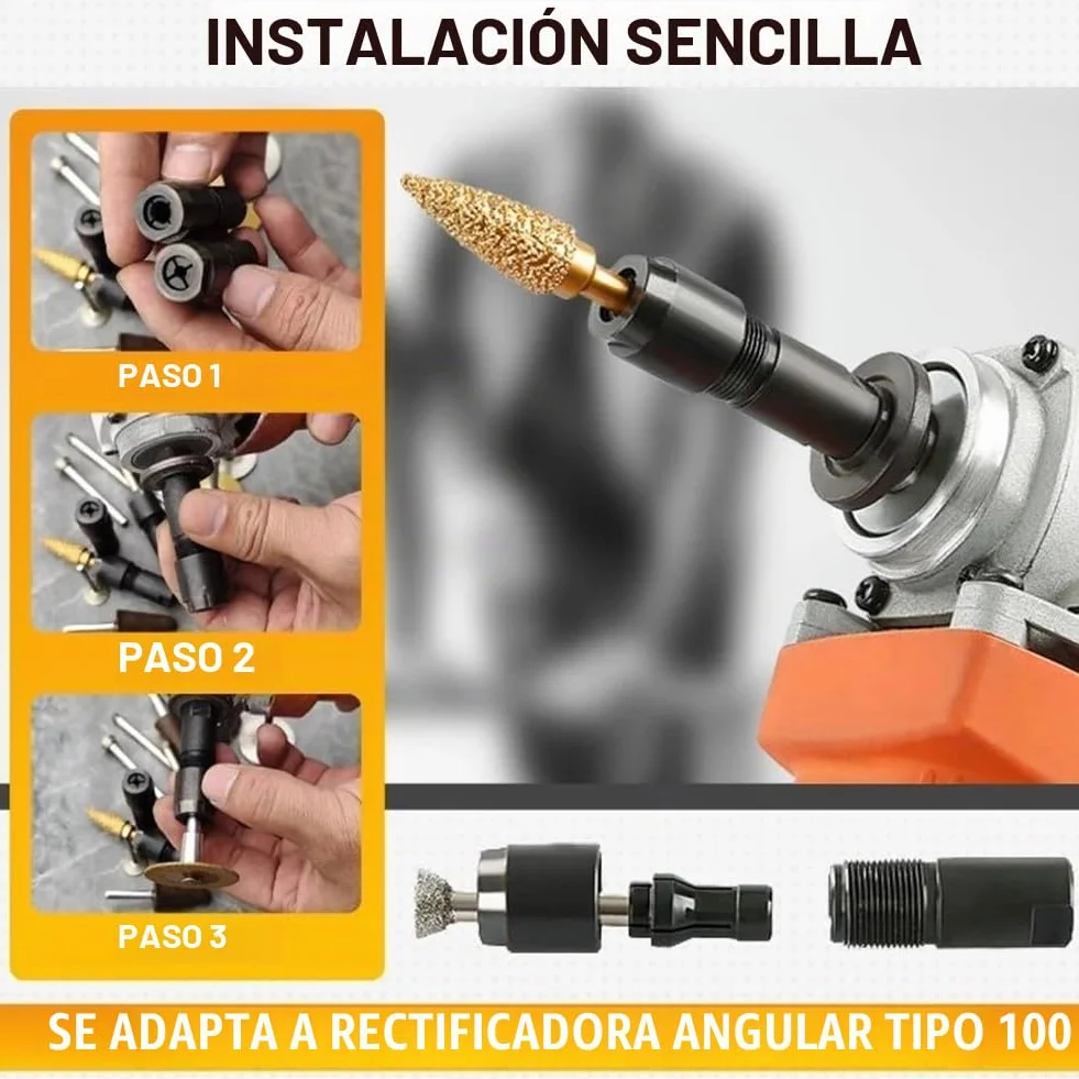Accesorios para amoladora angular, 2 adaptadores modificados para convertir a amoladoras rectas M10 Compatibilidad