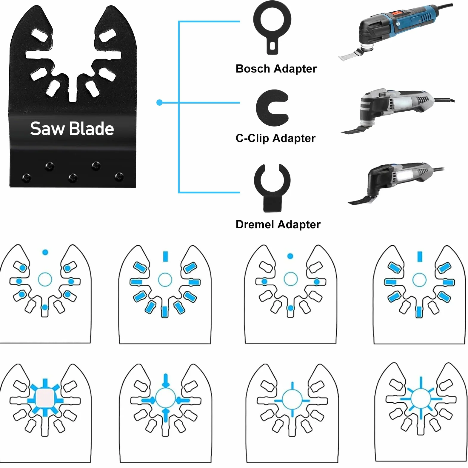 JOYBOY Hojas de Sierra Oscilantes,34pcs Cuchillas Multiherramienta,Accesorios Multiherramienta Universal para Cortar Madera,Clavos,Metal Sierra multifuncion Kit de Hojas de Sierra